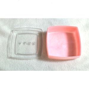 McM Vtg COTY L'Aimant Square Dusting Powder Box Pink Plastic Pearlized Marblized